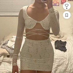 crop top and mini skirt set
